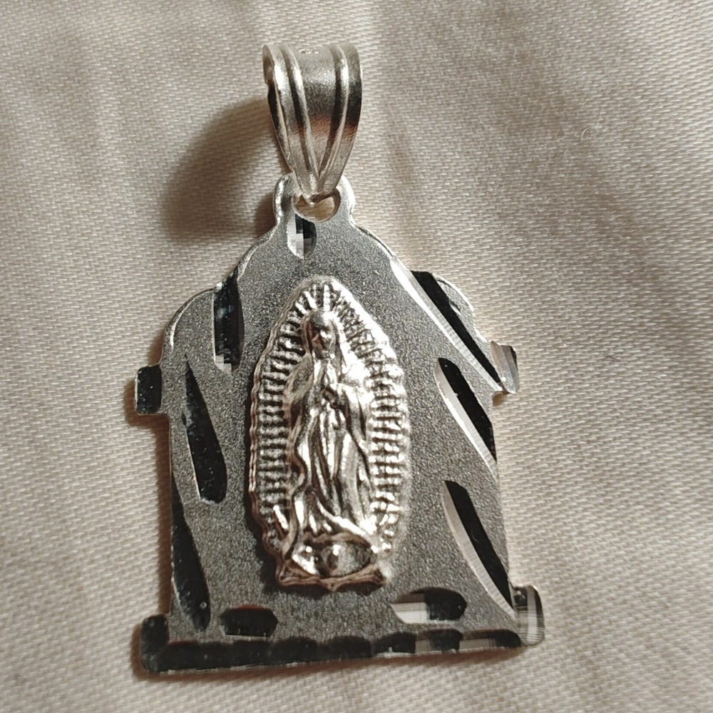 Unique! Pendant Virgin Mary Our Lady of Guadalupe Diamond Cut Charm